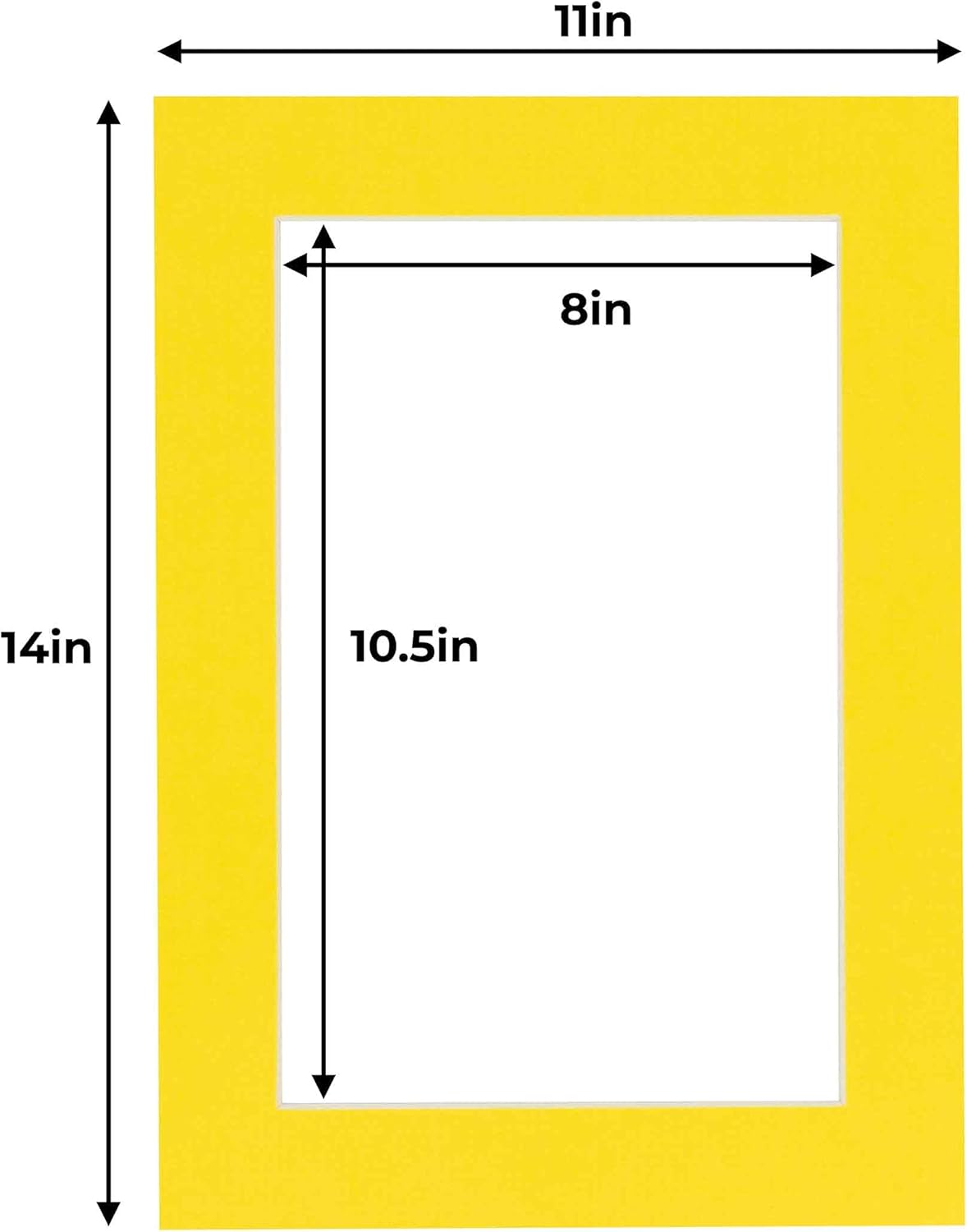 11x14 Mat for 8.5x11 Photo - Precut Yellow Picture Matboard for Frames Measuring 11 x 14 Inches - Bevel Cut Matte to Display Art 8.5 x 11 Inches - Acid Free ONE MAT with Backing Board & Clear Bag