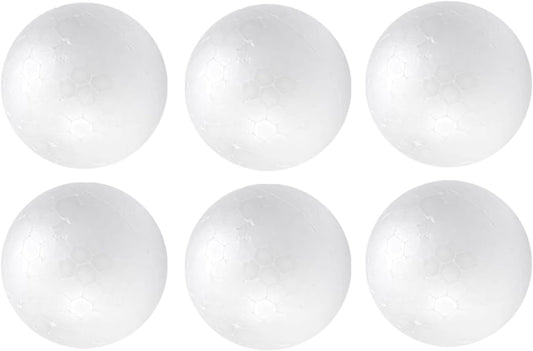 Crafjie Craft Foam Balls 2.75 Inches in Diameter 6-Pack, Smooth Polystyrenets Foam Ball, for Decoration Household School Projects DIY Arts and Craft, White