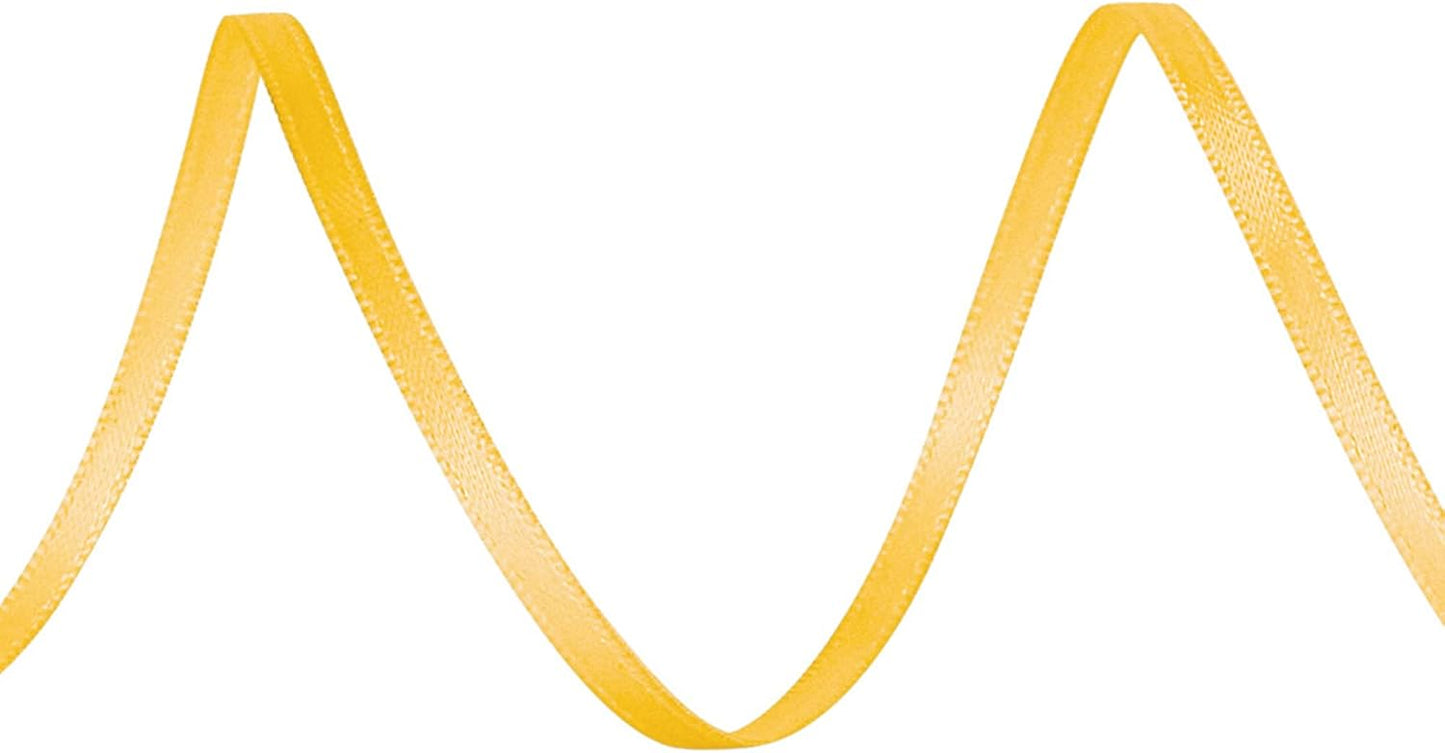 LIUYAXI Yellow Double Faced Satin Ribbon, 1/8" X Continuous 100 Yards, Thin Ribbons Perfect for Gift Wrapping Wedding Invitation Card Hair Bows Tag Floral Arrangement DIY Craft
