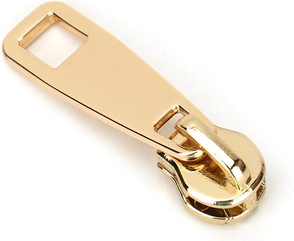 AKTIOIN Metal Zipper Repair Kit for Jackets, Luggage, Bags, Backpack, No Sewing Required Detachable Zip Heads Zipper Pull Replacement (#8 Golden)
