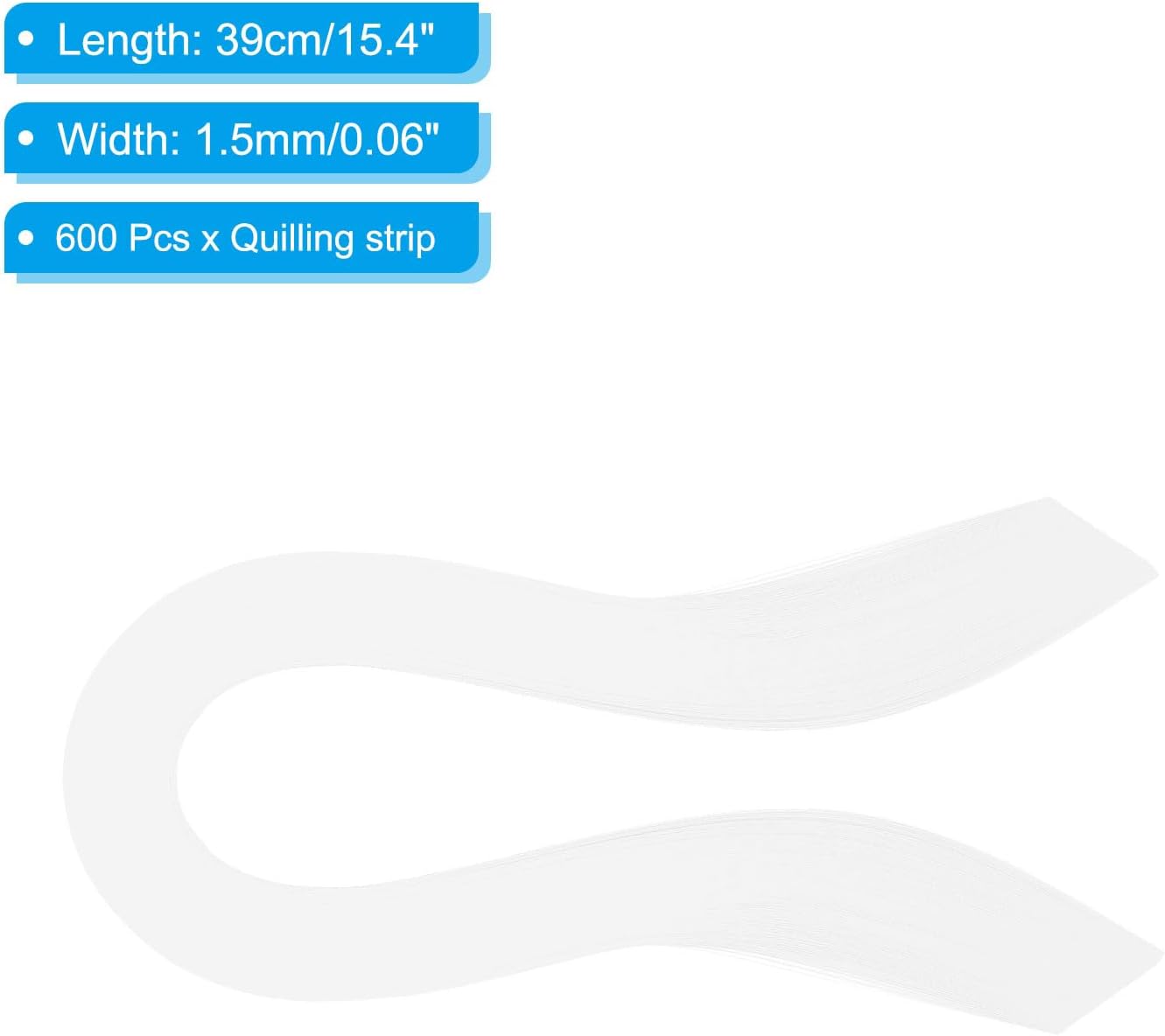 PATIKIL Quilling Strips Paper 600pcs 1.5mm 39cm Origami Paper Quilling Kits for Art DIY Hand Craft Christmas, White