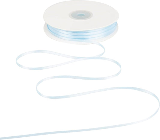 HUIHUANG Light Blue Thin Satin Ribbon 1/8 inch Ribbon 100 Yards Roll Double Face Craft Ribbon for DIY Crafts Gift Wrapping Bows Decoration Sewing and Invitation Card Hanging Tags Baby Shower Decor