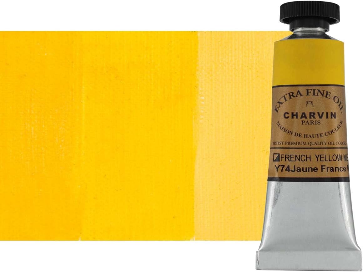 Charvin Extra Fine Oil Paint, French Yellow Medium 20 mL - Triple-Milled, Rich Texture, Poppy Oil-Based, Light-Fast, Handmade, Archival Quality