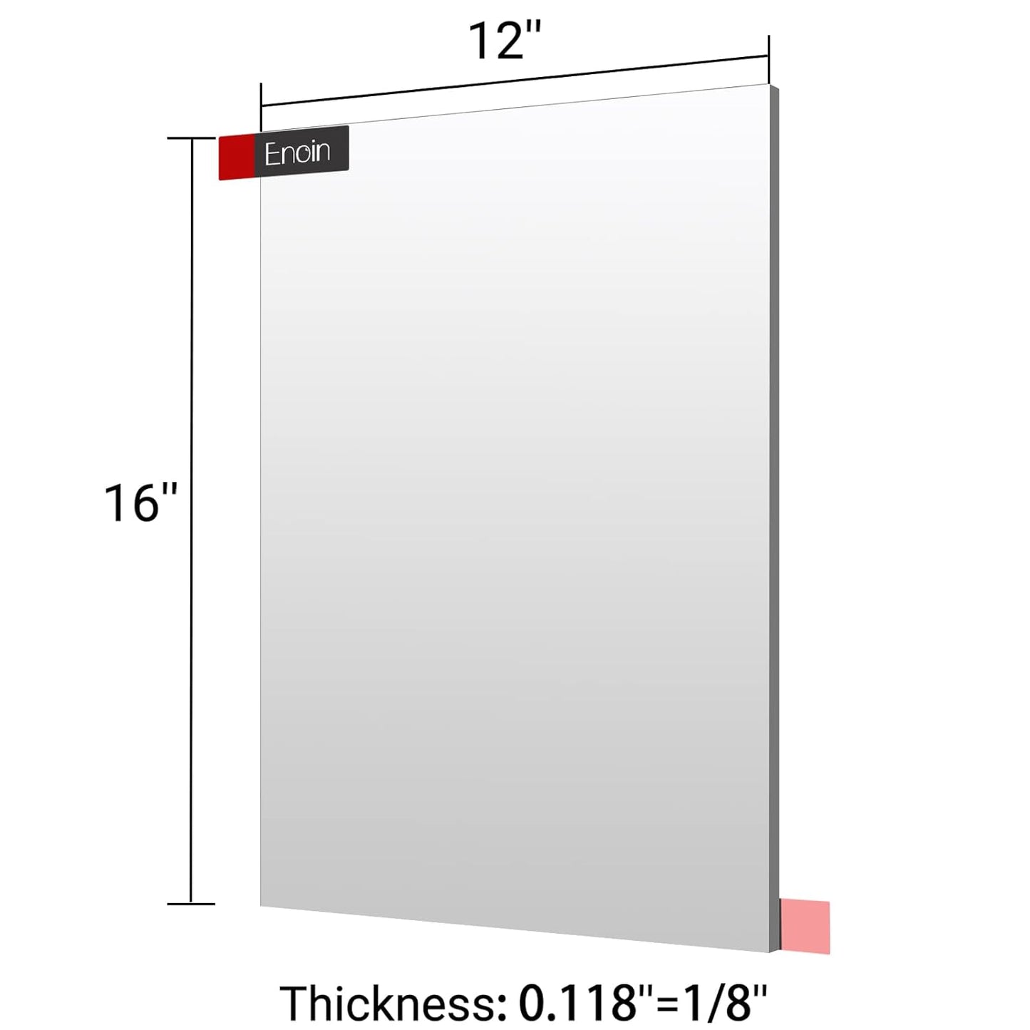 Enoin 1Pack 12 x 16 Inch Silver Mirror Acrylic/Plexiglass Sheet 0.118'' 1/8'' Thick, Non Glass Safety Reflective Mirror Sheet Laser Board Panel for Home and Commercial Use, DIY Craft, Wall Decor