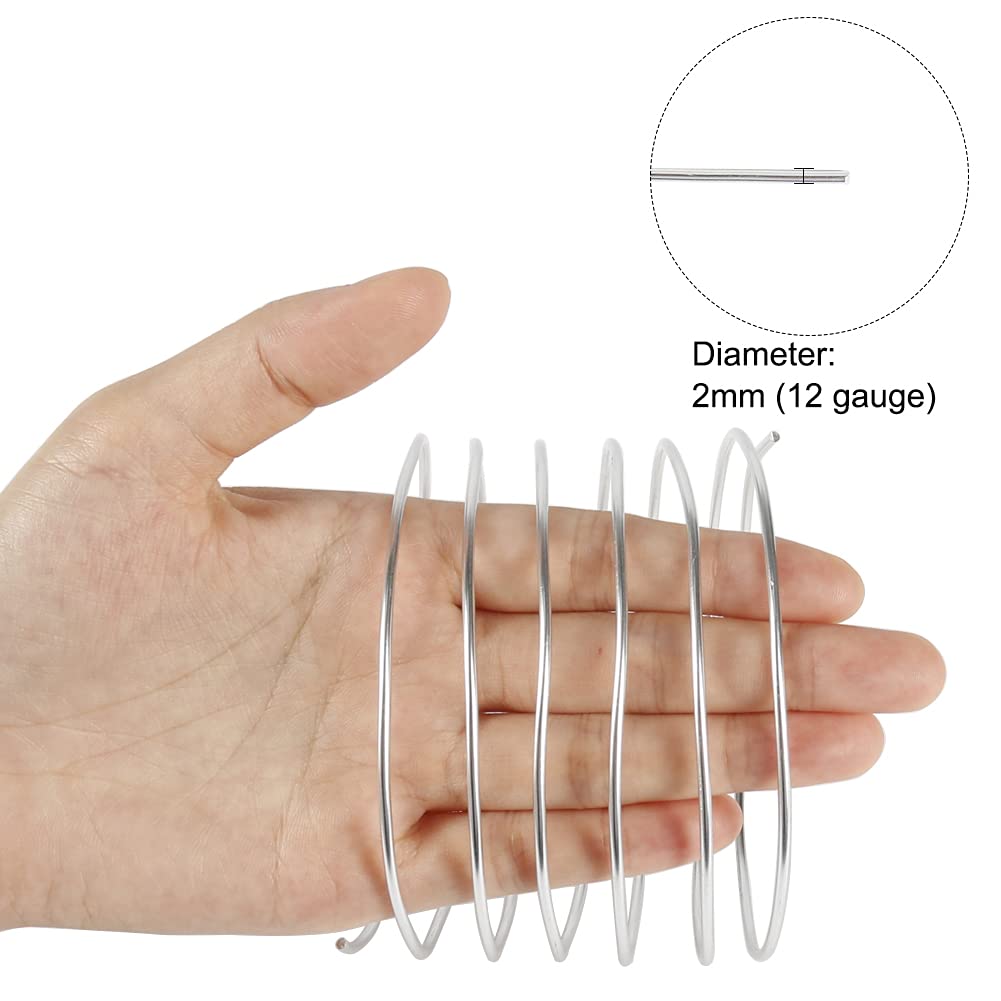Tenn Well 12 Gauge Aluminum Wire, 100 Feet 2mm Bendable Metal Craft Wire for Sculpting, Armature, Jewelry Making, Floral Making, Doll Making, Modelling, Crafting, Bonsai Training