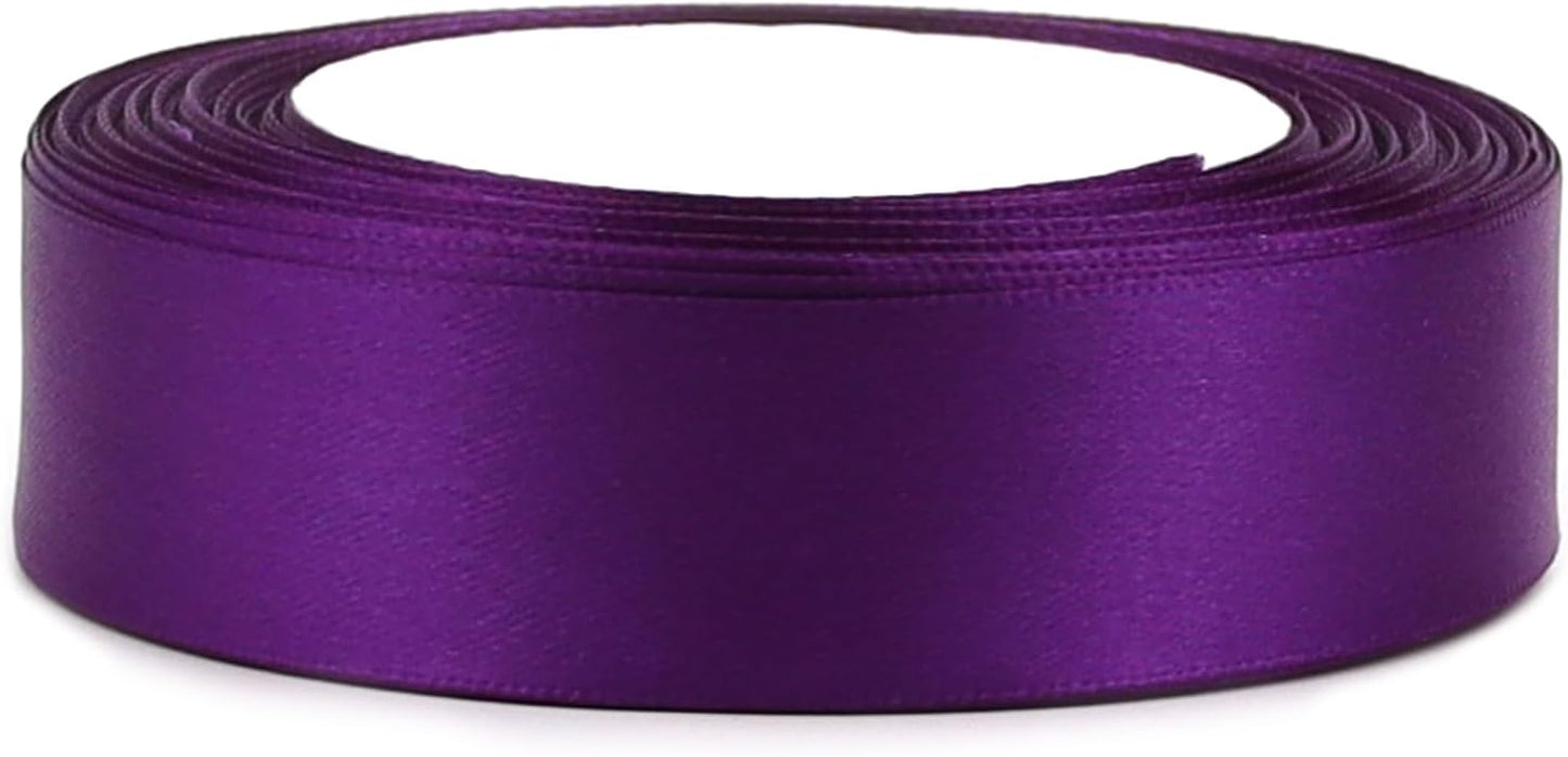 Purple Solid Satin Ribbon 1 Inch 25 Yards Solid Polyester Fabric Ribbon for Gift Wrapping Wedding Christmas Baby Shower Birthday Party Decoration Handmade Immortal Flower Craft