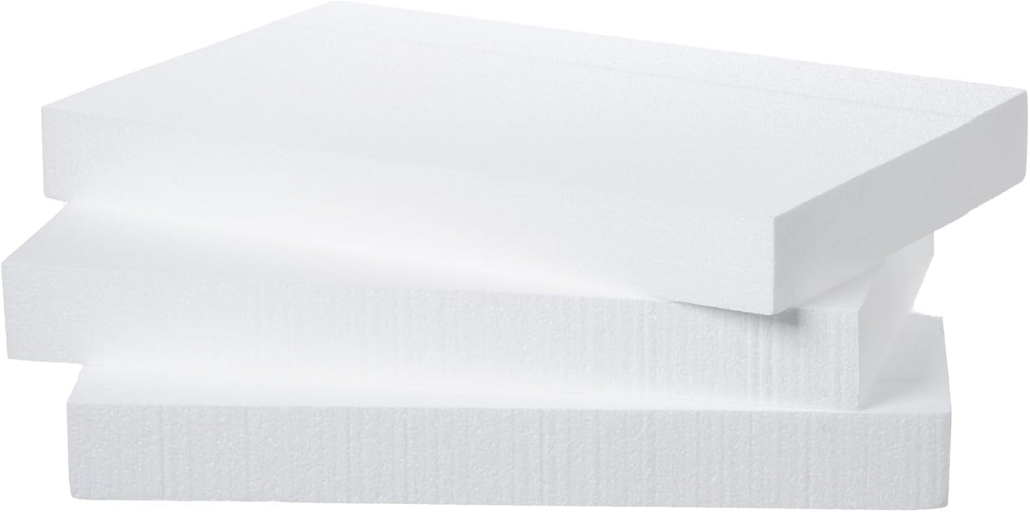 Crafare 17X11X2 Inch Craft Foam Blocks 3 Pack Polystyrene Foam Sheet DIY Crafting Rectangle for Arts School Projects Sculptures Floral Arrangements Modeling and Centerpieces