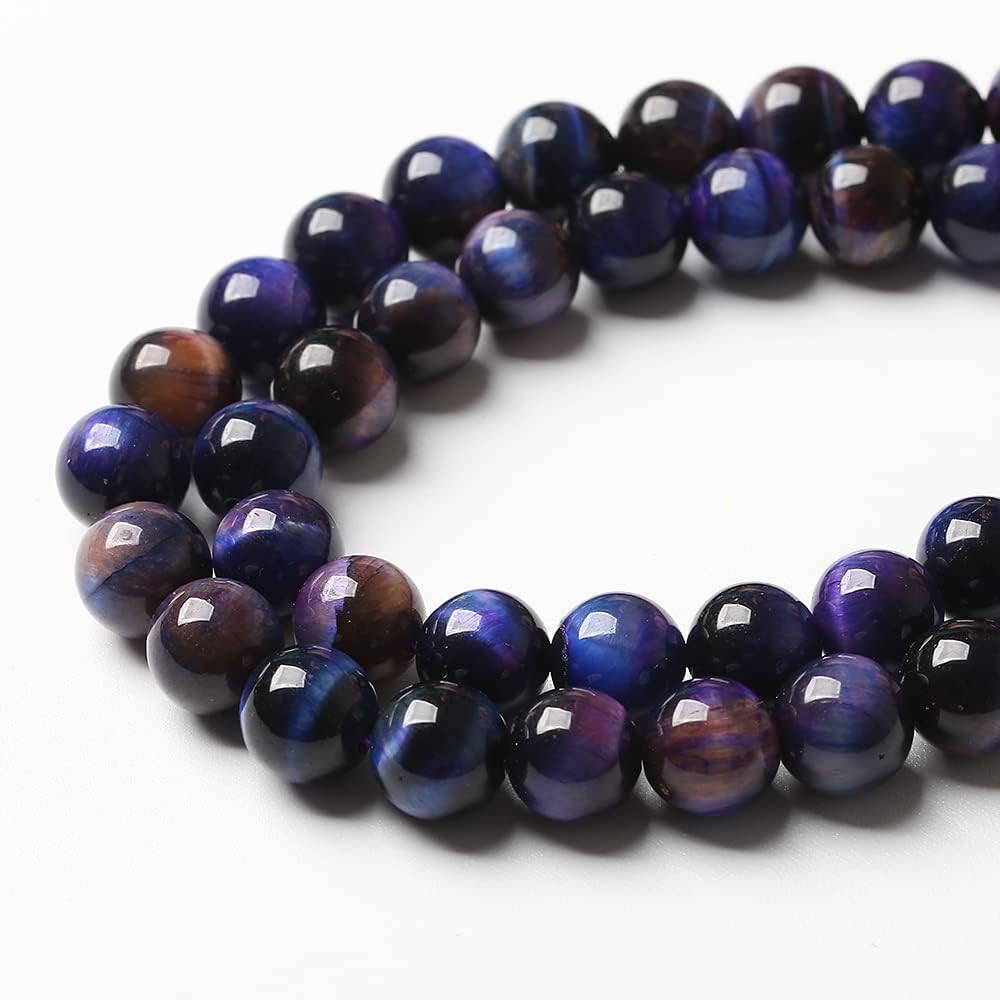 38pcs 10mm AAA Natural Tiger Eye Stone Beads Gemstone Round Spacer Loose Beads for Jewelry Making DIY Bracelet,Necklace, Earrings