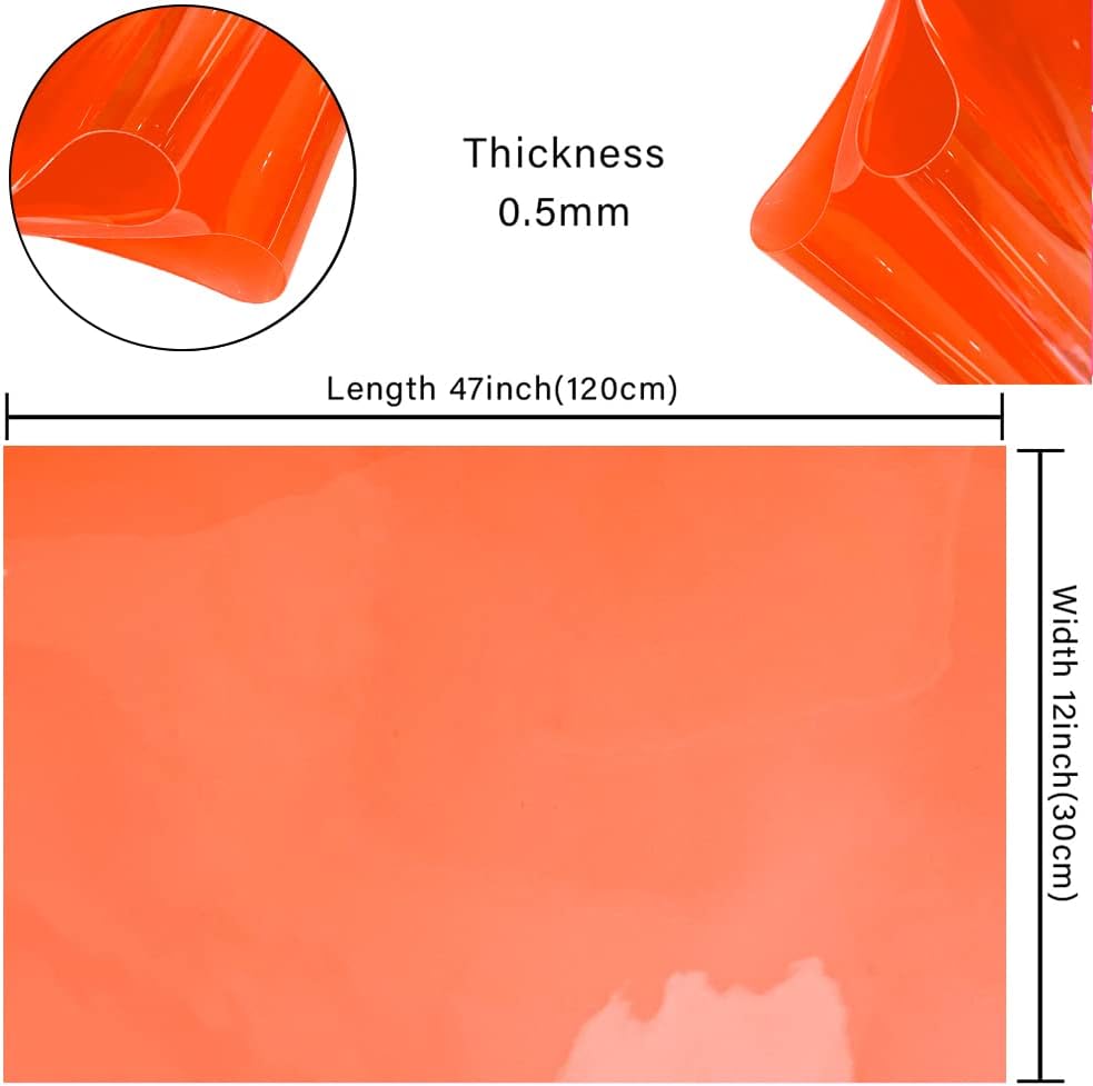 HYANG Salmon Transparent PVC Super Clear Holographic Vinyl Faux Leather Sheets 1 Roll 12" x 47" (30cm x 120cm) for DIY Bows Earrings Bags DIY Crafts Making