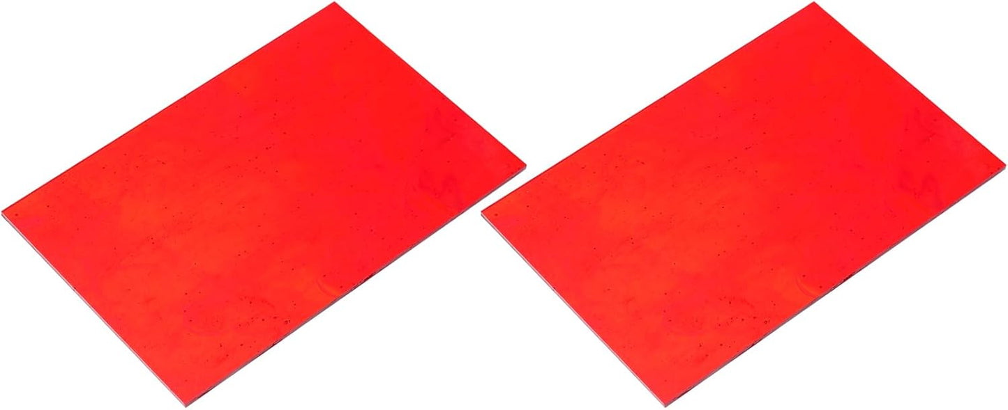 MECCANIXITY 2 Pcs Stained Glass Sheet Mosaic Tile 7.9 Inch x 5.9 Inch Red Stained Glass Sheets for Crafts DIY Art Project