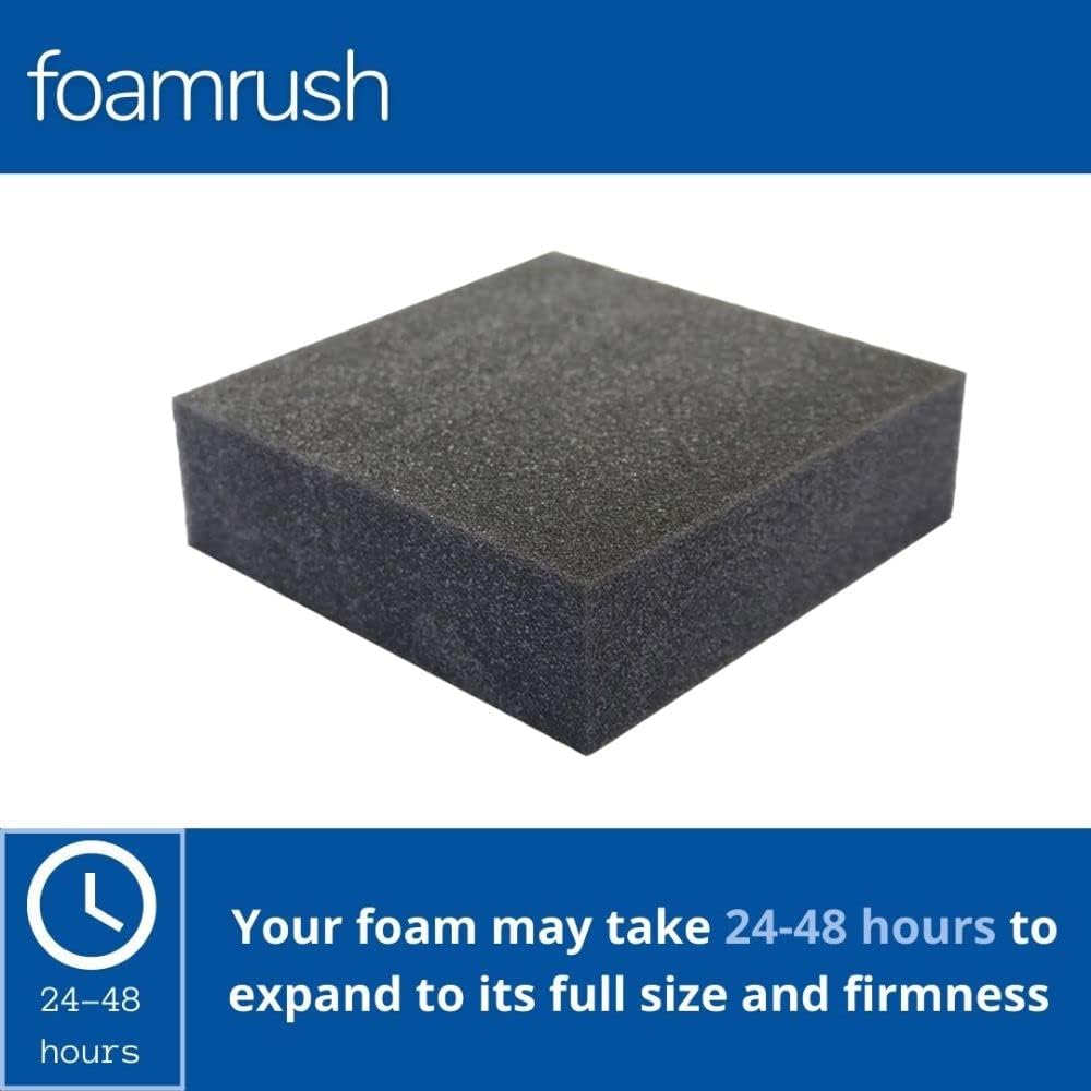 FoamRush 6" x 24" x 24" Charcoal High Density Upholstery Foam Cushion, Upholstery Sheet, Foam Padding, Seat Replacement, Wheelchair Seat & Chair Cushion Replacement, Square, Made in USA