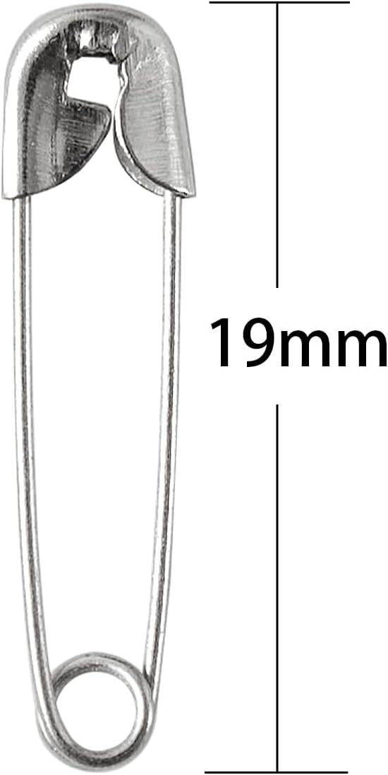 1000PCS Safety Pins, 0.75In/19mm Small Fastening Pins, Rust Resistant Nickel Plated Steel Set for Crafting, Sewing, Jewelry Making Fabric, Rimming Fastening Clip Button for Garment Hang Tag (Silver)