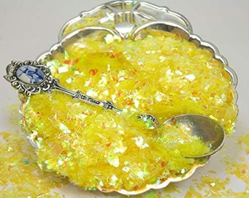 Bright Yellow Iridescent Ice Glitter Flakes for Nail Art - Lightweight Holographic Polyester - 311-4355 - 1/2 oz (14 Grams)
