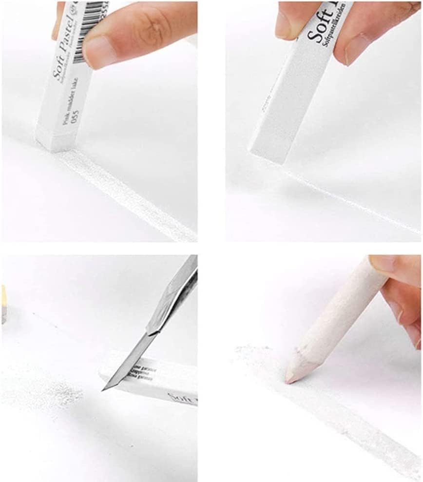 6pcs Square White Soft Pastel Set, Professional Artist's Sketching Chalk Pastels Sticks Oil Painting Kit Art Crayons Non Toxic Individual Color Drawing Soft Pastels for Artist,Beginner