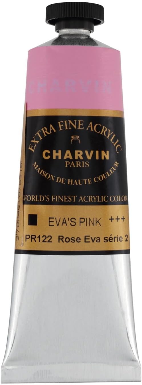 Charvin Extra Fine Professional Acrylic Paint - Eva's Pink, 60ml Tube, Triple-Milled, Lightfast Pigments, Open Stock Artist Acrylic Paints in Nature-Inspired Hues