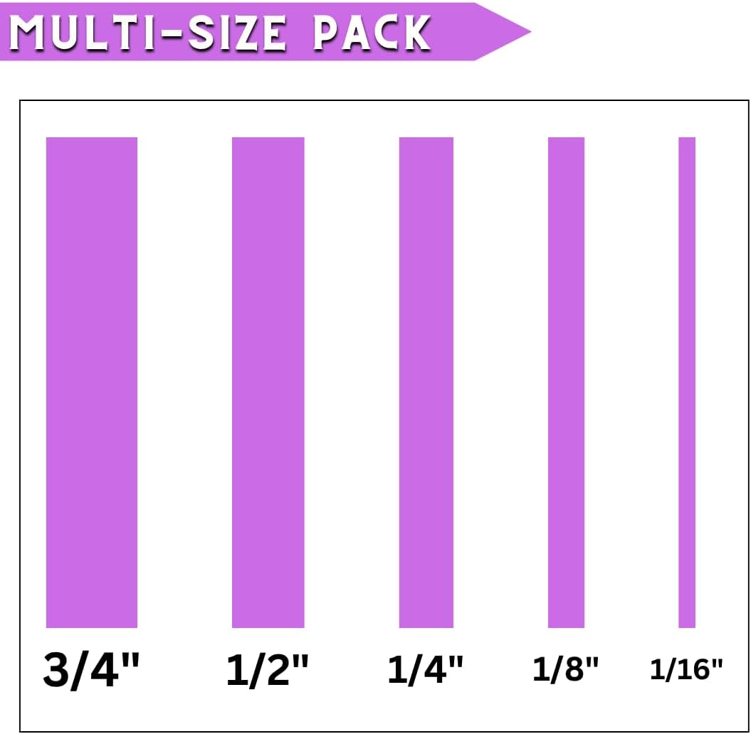 5 Rolls Pinstripe Tape - Masking Tape 1/16", 1/8", 1/4", 1/2", 3/4" - Thin Painters Masking Automotive Tape for DIY, Car, Auto, Paint, Art, Tumblers (Purple)
