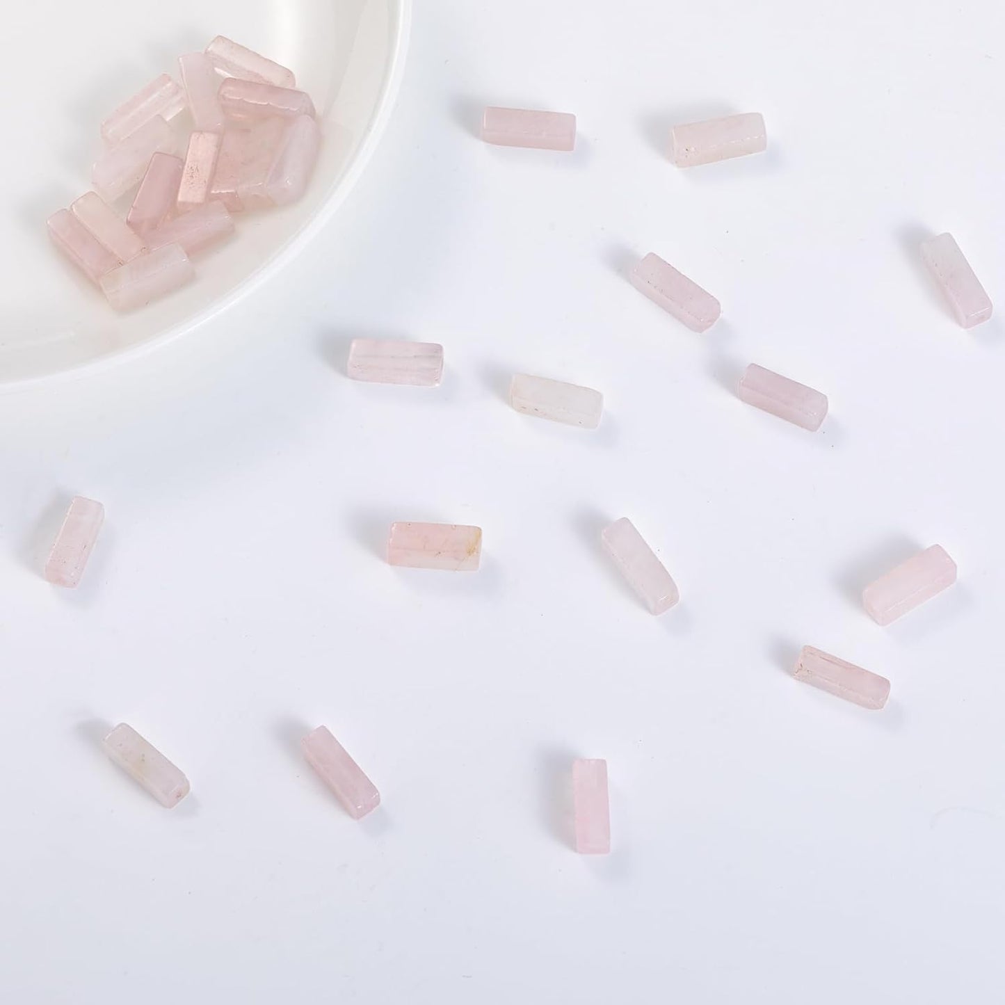 Natural Rose Quartz Crystal Rectangle Tube Beads 4x13mm 38cm/str Loose Semi Gemstone Stone Beads for Making Bracelets Necklace Earrings