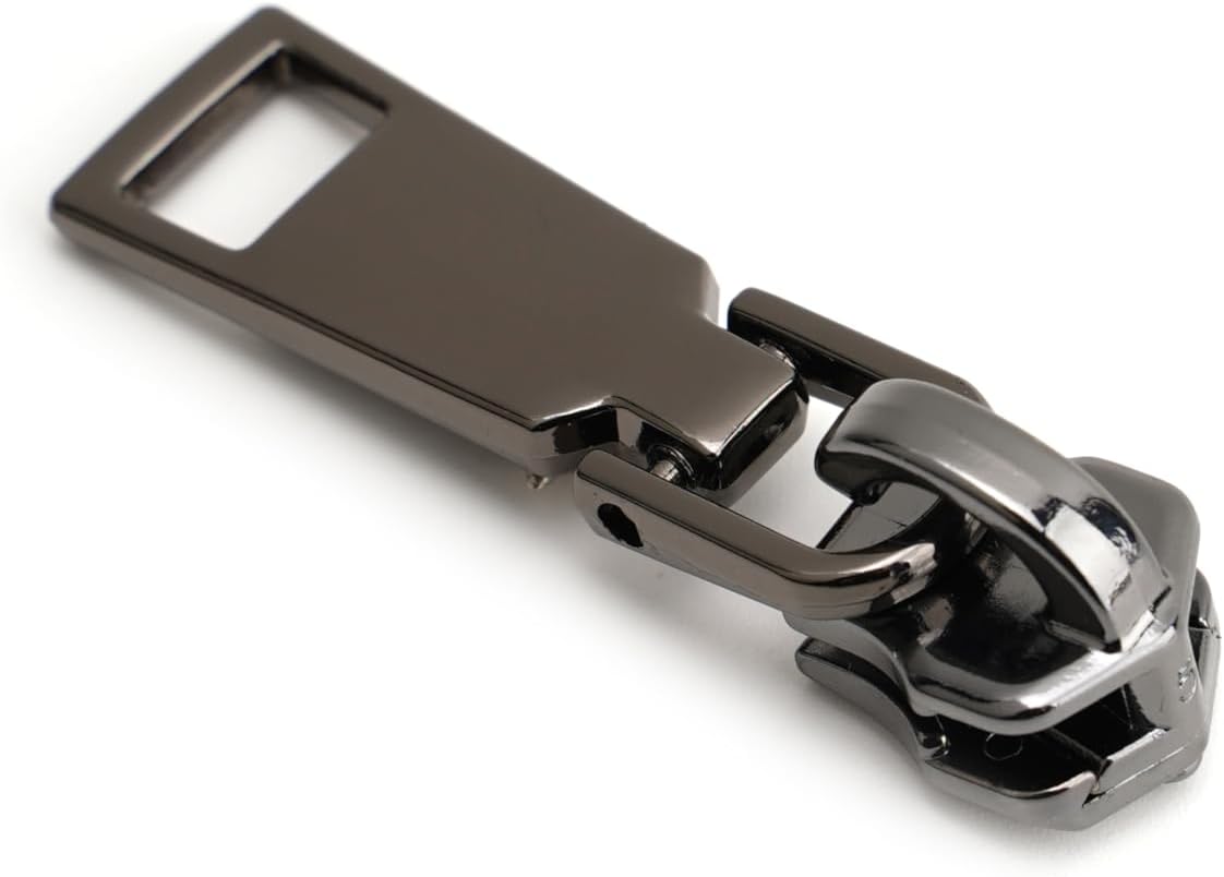 AKTIOIN Metal Zipper Repair Kit for Jackets, Luggage, Bags, Backpack, No Sewing Required Detachable Zip Heads Zipper Pull Replacement (Black, #5-2pcs)