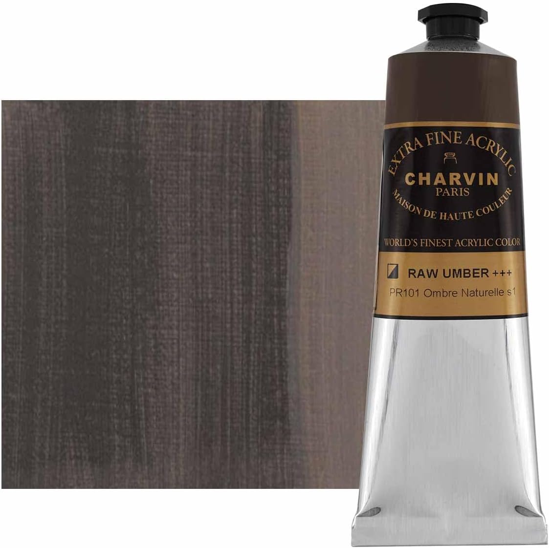 Charvin Extra Fine Professional Acrylic Paint - Raw Umber, 150ml Tube, Triple-Milled, Lightfast Pigments, Open Stock Artist Acrylic Paints in Nature-Inspired Hues