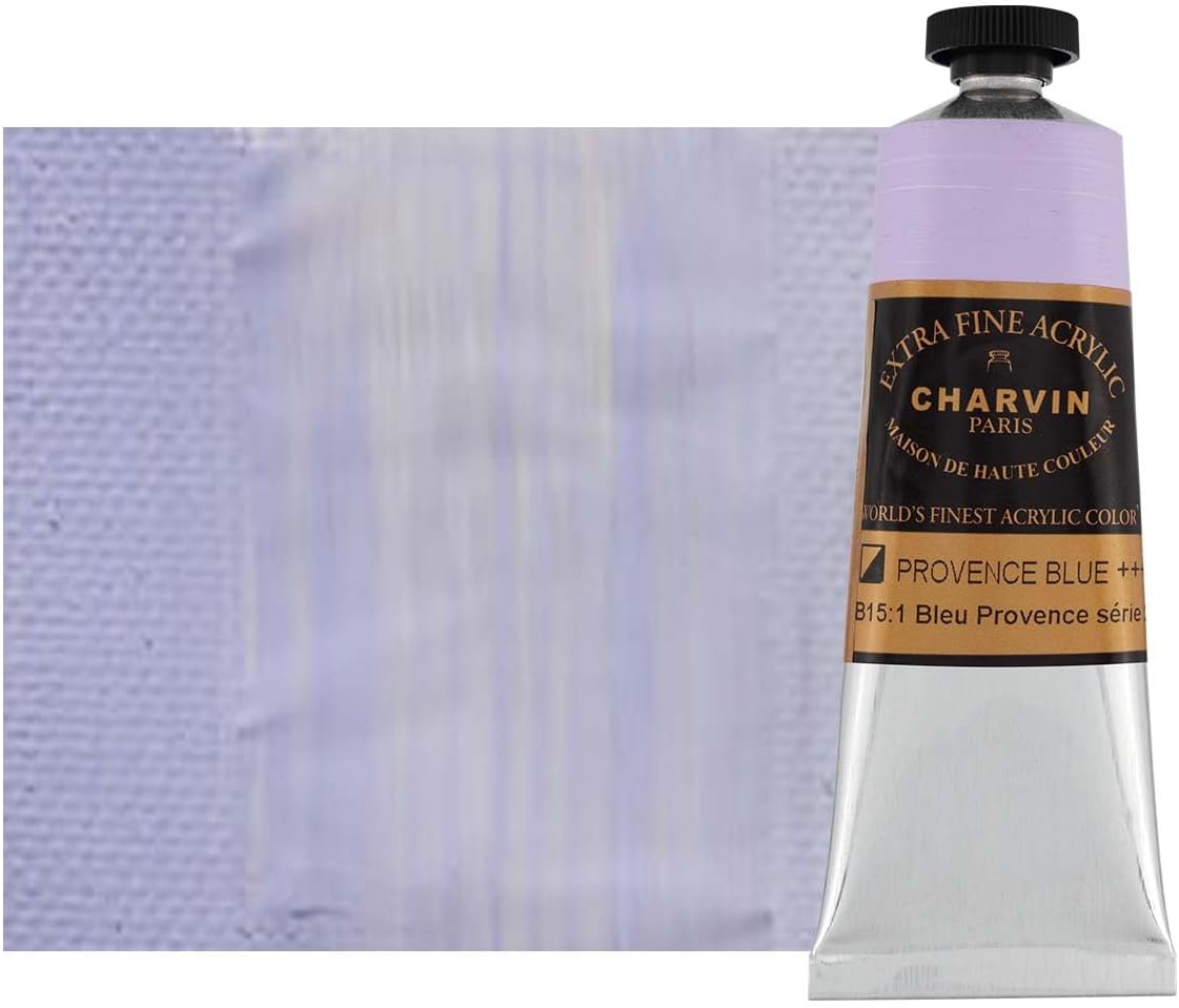 Charvin Extra Fine Professional Acrylic Paint - Provence Blue, 60ml Tube, Triple-Milled, Lightfast Pigments, Open Stock Artist Acrylic Paints in Nature-Inspired Hues