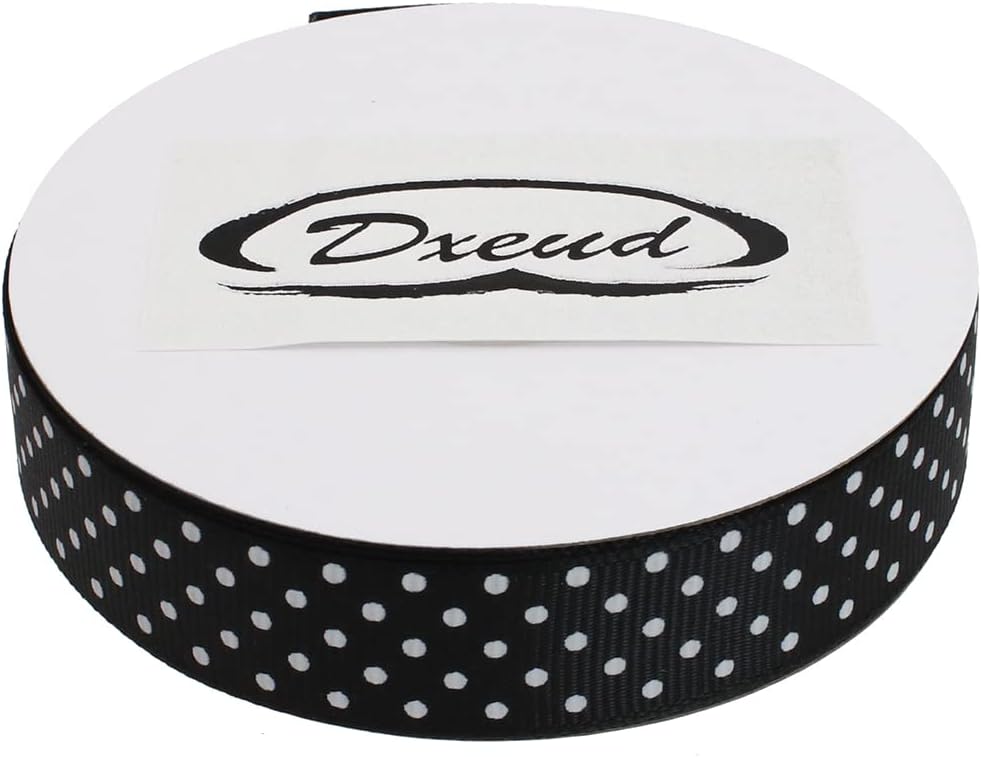 Polka Dot Grosgrain Ribbon 25 Yard Each Roll 100% Polyester (3/4", Black)