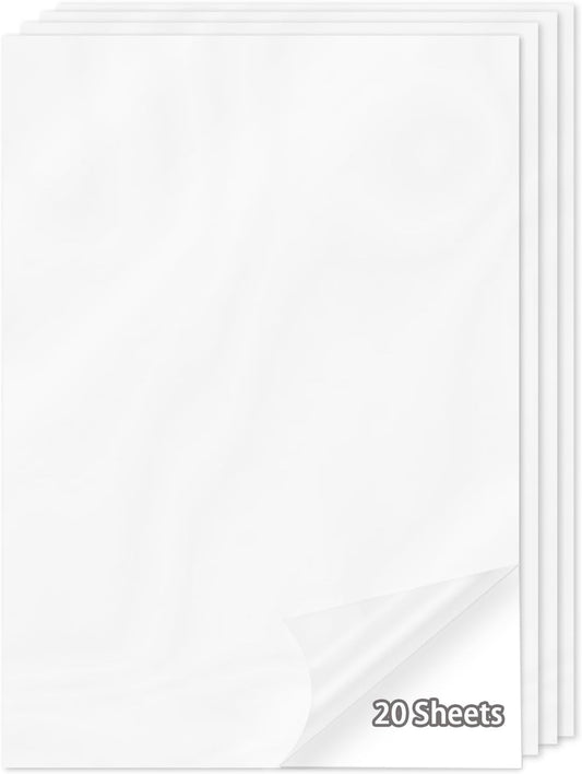 20 Sheets Holographic Sticker Paper,8.5x11 Inch Clear Printable Vinyl Sticker Papers,Self-Adhesive Waterproof for Inkjet/Laser Printer（Clear）