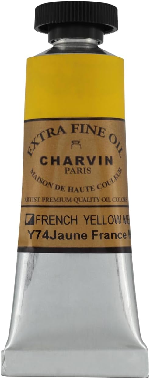 Charvin Extra Fine Oil Paint, French Yellow Medium 20 mL - Triple-Milled, Rich Texture, Poppy Oil-Based, Light-Fast, Handmade, Archival Quality