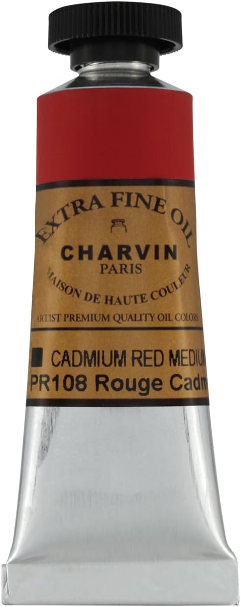 Charvin Extra Fine Oil Paint, Cadmium Red Medium 20 ml - Triple-Milled, Rich Texture, Poppy Oil-Based, Light-Fast, Handmade, Archival Quality