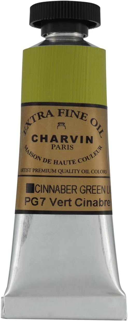 Charvin Extra Fine Oil Paint, Cinnabar Green Light 20 ml - Triple-Milled, Rich Texture, Poppy Oil-Based, Light-Fast, Handmade, Archival Quality