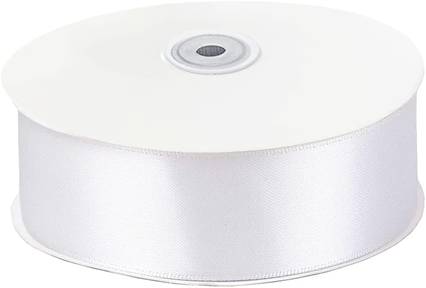 LIUYAXI White Double Faced Satin Ribbon, 1-1/2" X Continuous 25 Yards, Ribbons Perfect for Gift Wrapping Wedding Bouquet Decor DIY Craft Bow Making & Other Projects