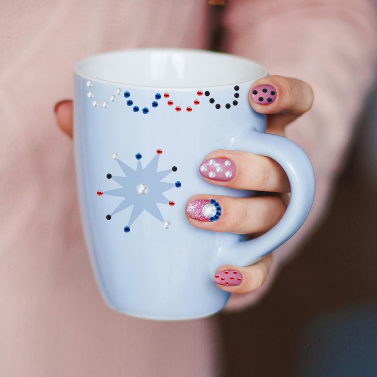 5 Sheets Self Adhesive Pearl Stickers, Flat Back Pearls Sticker, 4 Size Self Adhesive Rhinestone Gem Stickers for DIY Crafts Craft Card Decorations Nail Art Beauty Makeup (Red)