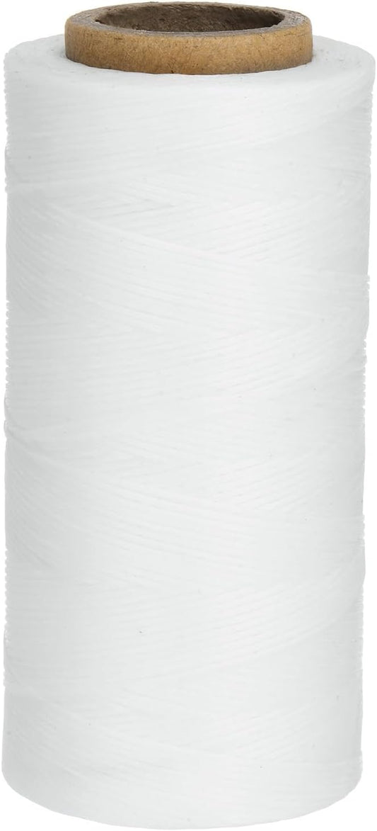 Uxcell 150D 0.8mm Flat Waxed Polyester Leather Sewing Thread, White, 284 Yards (260m), 1 Roll