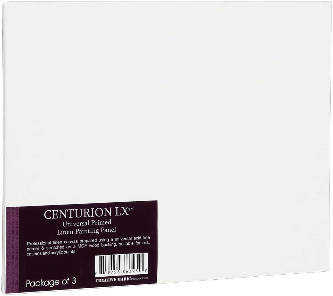 Centurion All-Media Primed Linen Panels - 6x8 3 Pack - 11oz Universal Primed Canvas Boards for Painting, Mounted on MDF Wood, Non-Warping, Ideal for Artists, Professionals, and Painters