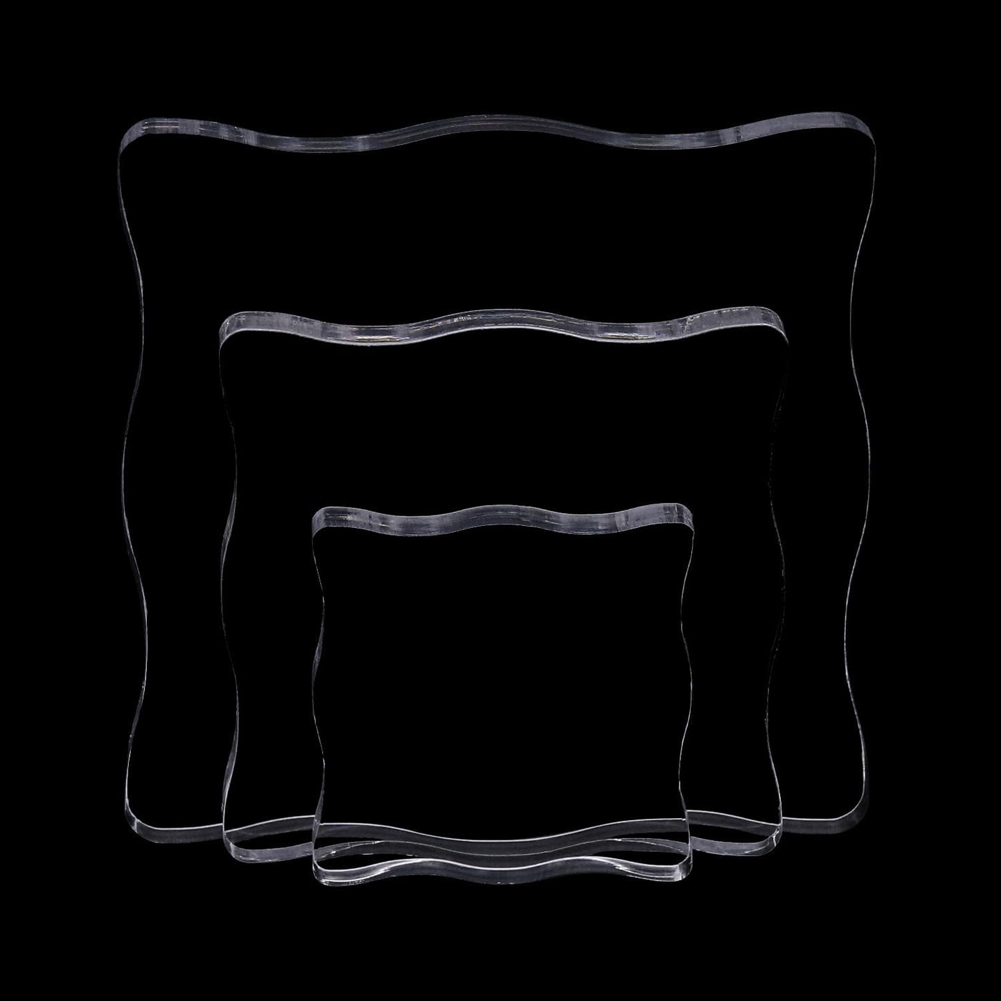 3-Piece Clear Acrylic Stamp Blocks - Wavy Blocks with Grid Lines for Scrapbooking Crafts