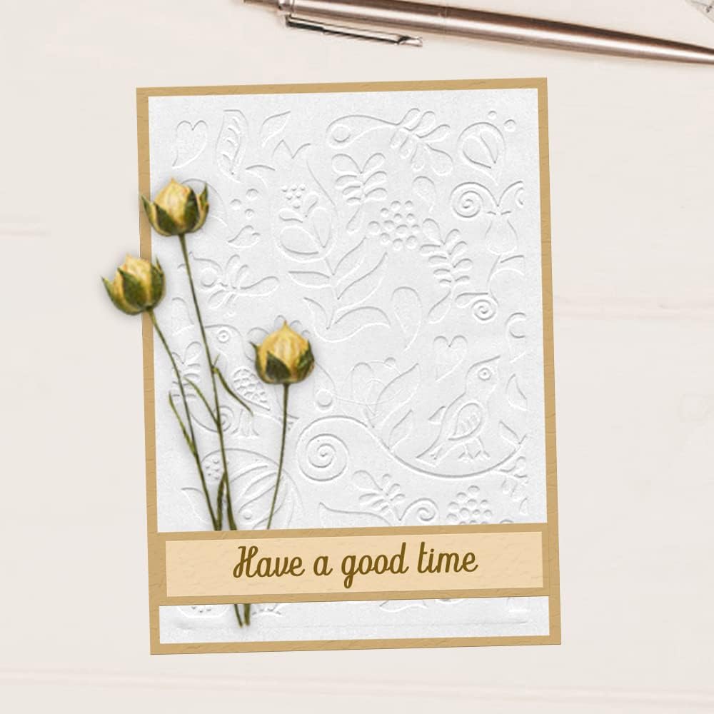 Hying 3-D Textured Impressions Background Embossing Folder, Flower Pattern Plastic Embossing Folder Template for Card Making Scrapbooking Paper Craft Album Stamps DIY Décor