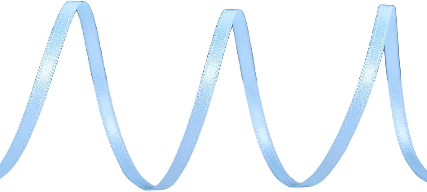 YAMA Light Blue Double Faced Satin Ribbon 1/8 Inch 100 Yards Ribbon for Gift Wrapping Crafts Hair Bows Wedding Party Decoration