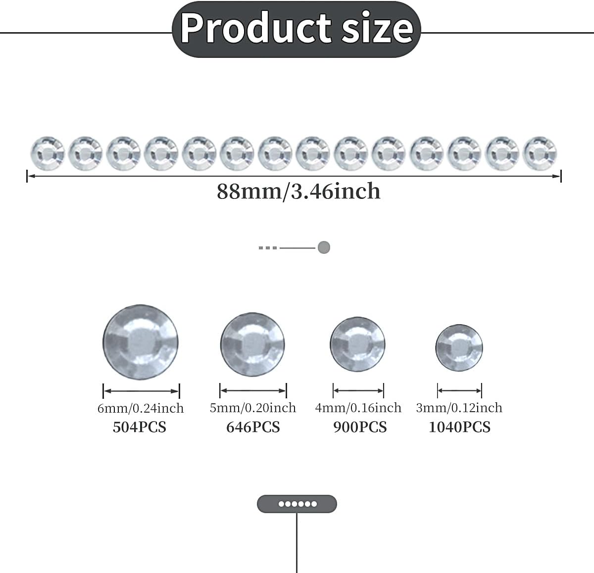 3090 Pcs 4 Sheets Rhinestone Stickers 3/4/5/6 mm Self Adhesive Craft Rhinestones Gems for Face Eyes Makeup Hair Body (White-3/4/5/6mm)