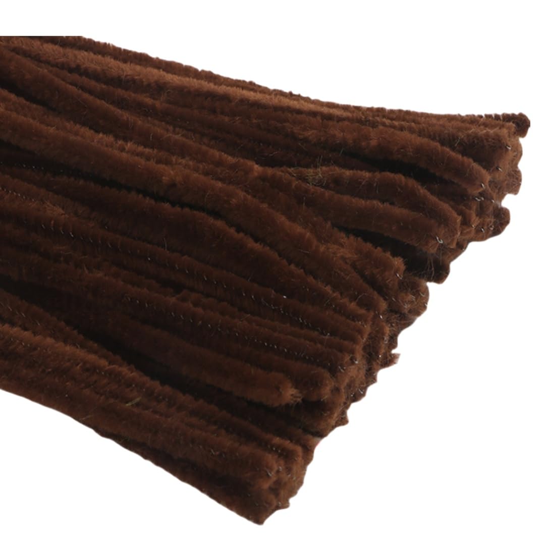 100 Pieces Pipe Cleaners Chenille Stem, Pastel Candy Color Pipe Cleaners Set for Pipe Cleaners DIY Arts Crafts Decorations, Chenille Stems Pipe Cleaners (Brown)