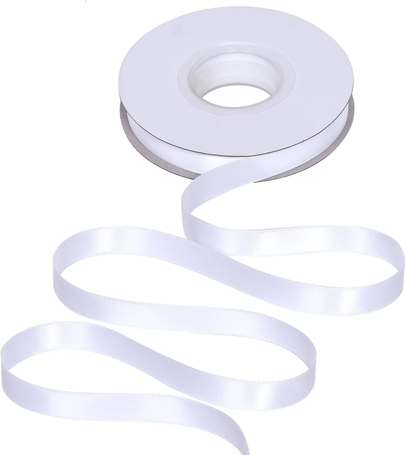 YAMA White Double Faced Satin Ribbon 1/2 Inch 25 Yards Thin White Fabric Ribbons for Gift Wrapping Crafts Bows Wedding Party Christmas Decoration Floral Arrangement