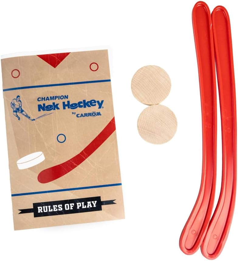 Carrom Champion Nok Hockey Game Equipment Set — Includes 2 Sticks and 2 Wood Pucks — Extra Accessories for Board Games for Adults & Children