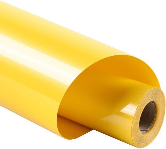 Guangyintong Yellow Heat Transfer Vinyl HTV Rolls, 12" x 8ft Glossy Surface Iron on Vinyl for T-Shirts, Easy to Cut & Weed for Heat Vinyl Design