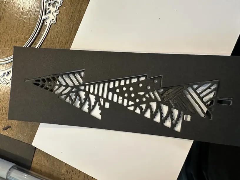 Lapoo Festivals Metal Cutting Die for Scrapbooking - Durable, Cut Stencils for DIY Scrapbook Photo Album Decorative Paper Card, Card Making Supplies, Embossing (Half Christmas Tree 5.2 x 1.4 in)