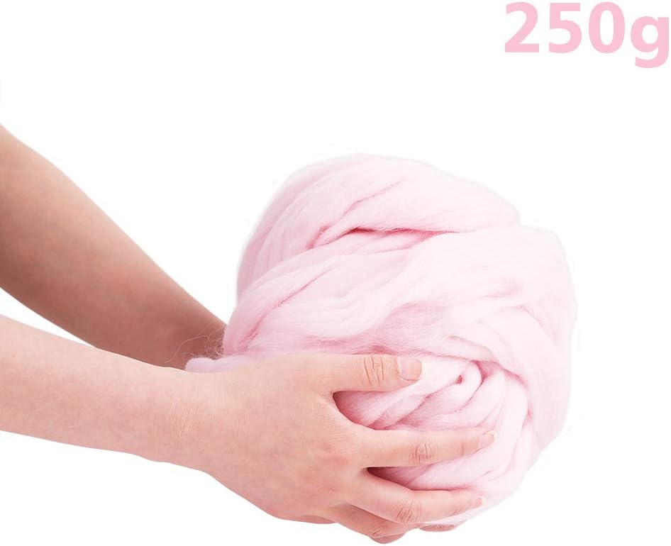 Wool Roving Bulk - 8.82oz Super Wool Chunky Yarn, Wool Roving Top for Needle Felting, Soft Felting Wool Supplies for Hand Spinning, Felting, Blending, Weaving and DIY Craft