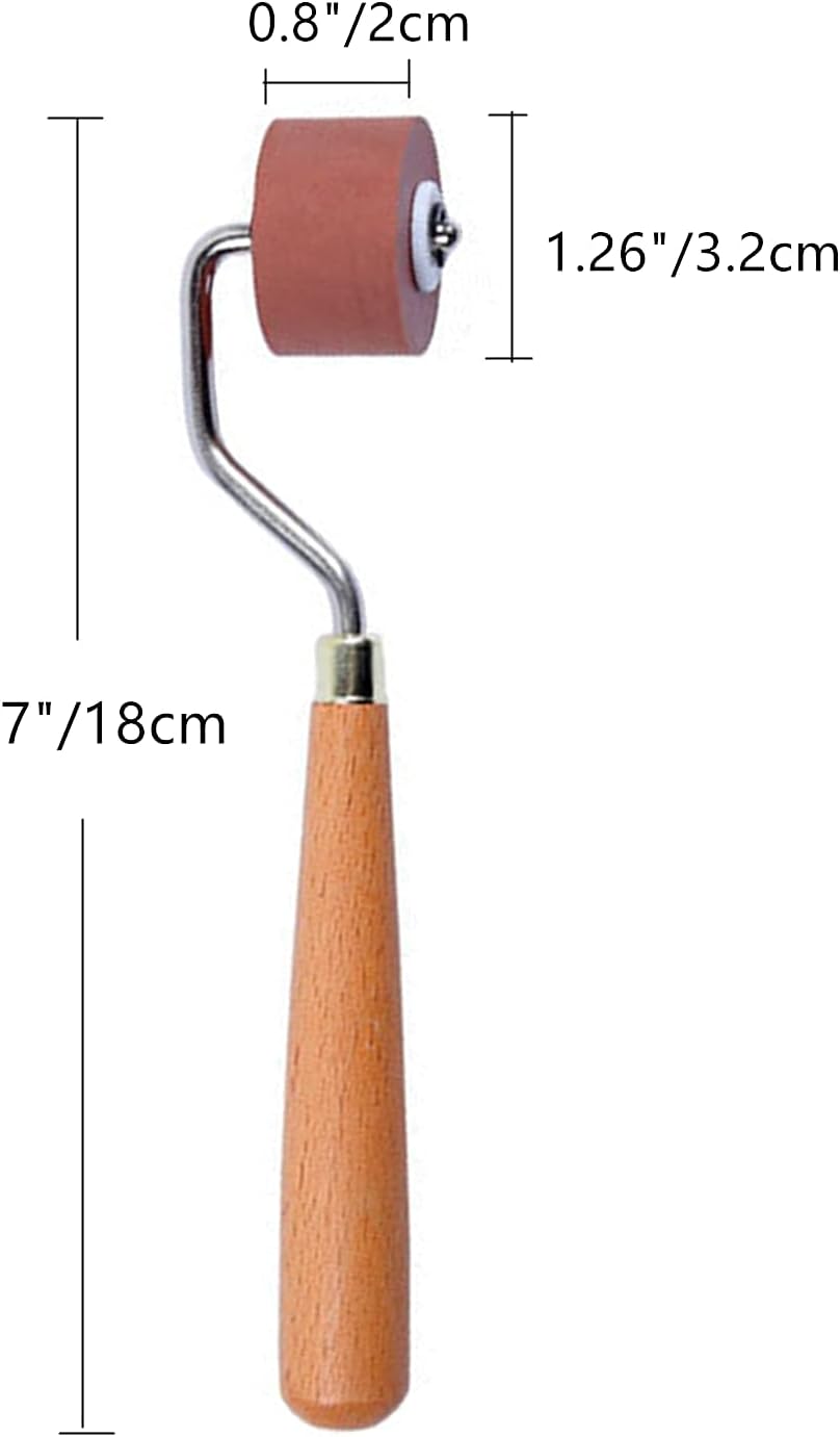 BANLTRE Rubber Brayer Roller for Printmaking, Ideal for Anti Skid Tape Construction Tools, Print,Craft Stamping Brayers for Wallpapers and Scrapbooks (0.8")