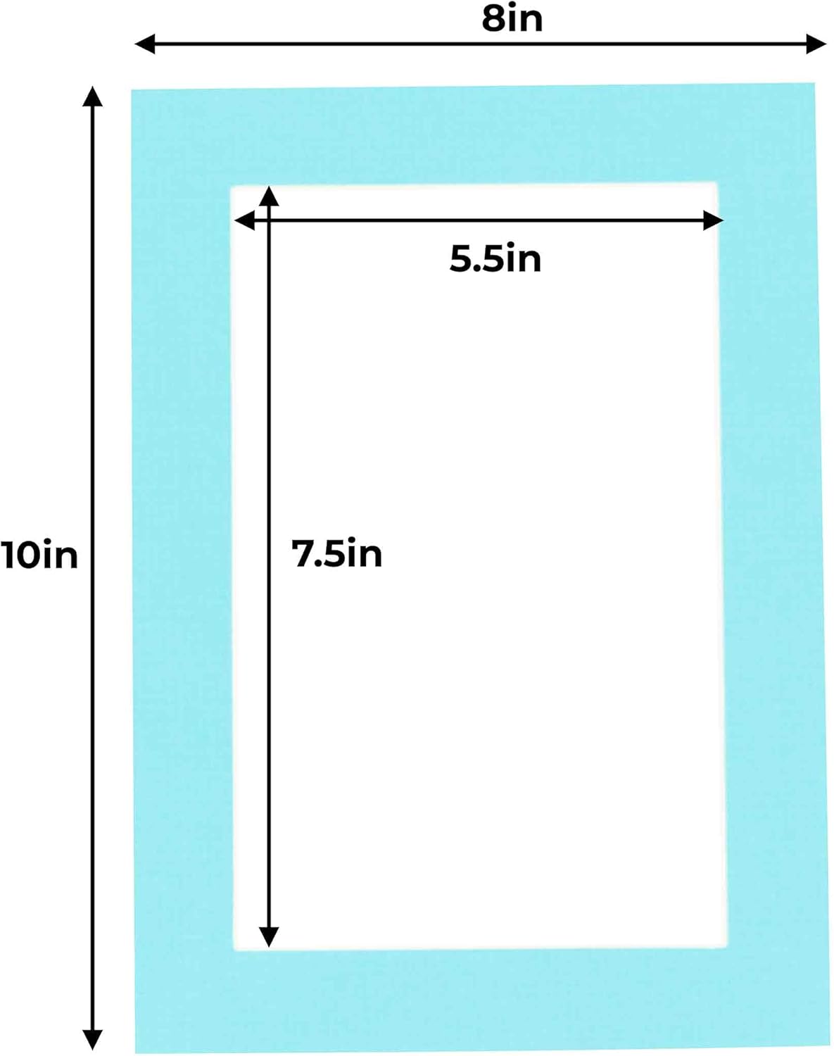 8x10 Mat for 6x8 Photo - Precut Aquamarine Blue Picture Matboard for Frames Measuring 8 x 10 Inches - Bevel Cut Matte to Display Art Measuring 6 x 8 Inches - Acid Free ONE MAT