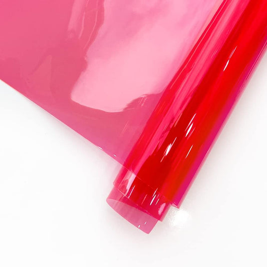 HYANG Dark Hotpink Transparent PVC Super Clear Holographic Vinyl Faux Leather Sheets 1 Roll 12" x 47" (30cm x 120cm) for DIY Bows Earrings Bags DIY Crafts Making
