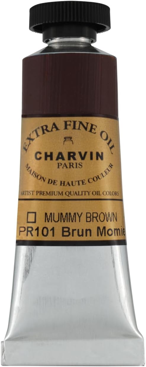 Charvin Extra Fine Oil Paint, Mummy Brown 20 ml - Triple-Milled, Rich Texture, Poppy Oil-Based, Light-Fast, Handmade, Archival Quality