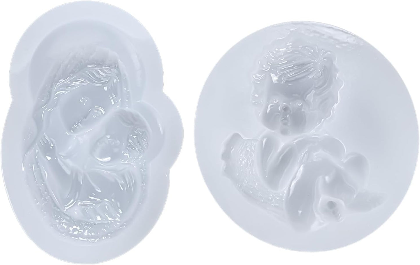 Art Molds for Polyclay Air Dry Clay Plaster, Carved Holy Family Mother and Cherub