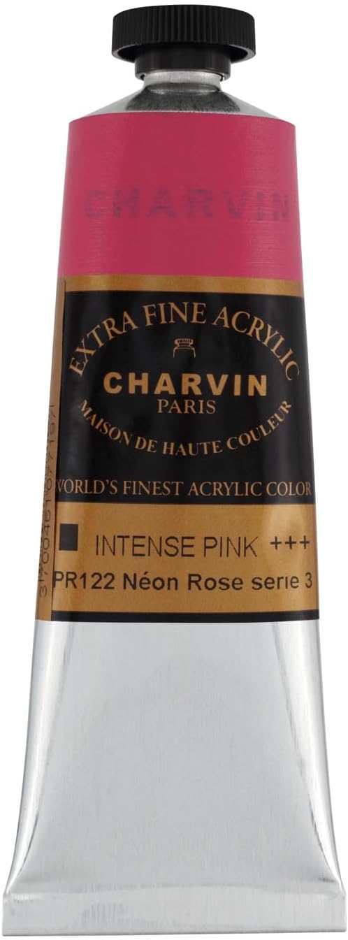 Charvin Extra Fine Professional Acrylic Paint - Intense Pink, 60ml Tube, Triple-Milled, Lightfast Pigments, Open Stock Artist Acrylic Paints in Nature-Inspired Hues