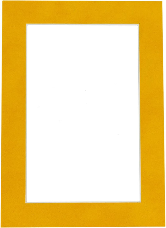 Poster Palooza 8x10 Mat Bevel Cut for 6x8 Photos - Acid Free Bright Yellow Precut Matboard - for Pictures, Photos, Framing - 4-ply Thickness